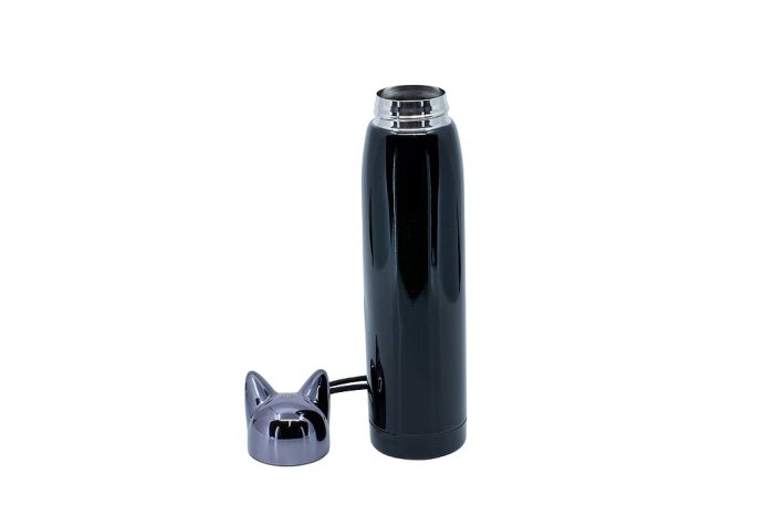 02 Isolier Trinkflasche „Super Cat“, Schwarz 6 × 6.3 × 25 Cm, 320 Ml, Edelstahl 100066 02 1500x1500