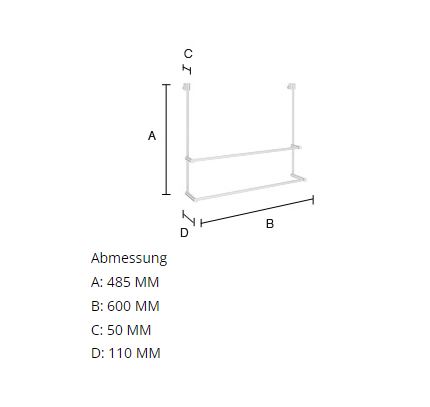 Doppelhandtuchhalter für glasduschwand_SIDELINE_60cm_bei Serag AG_1